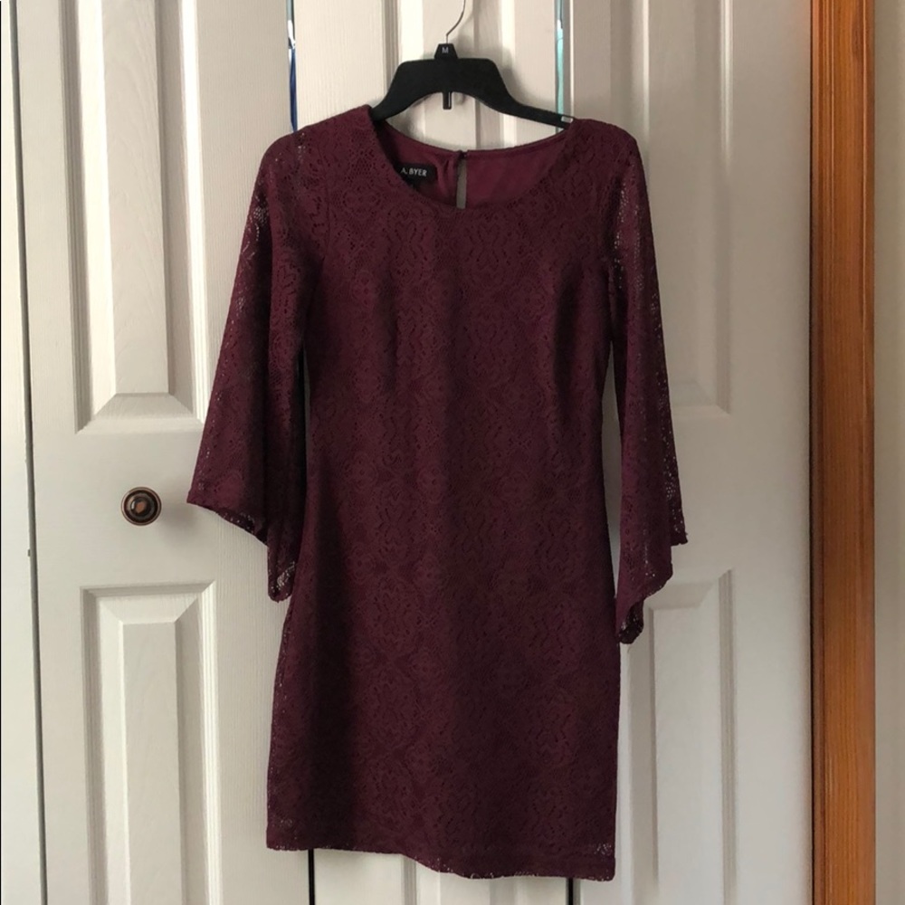Wine color lace dress
